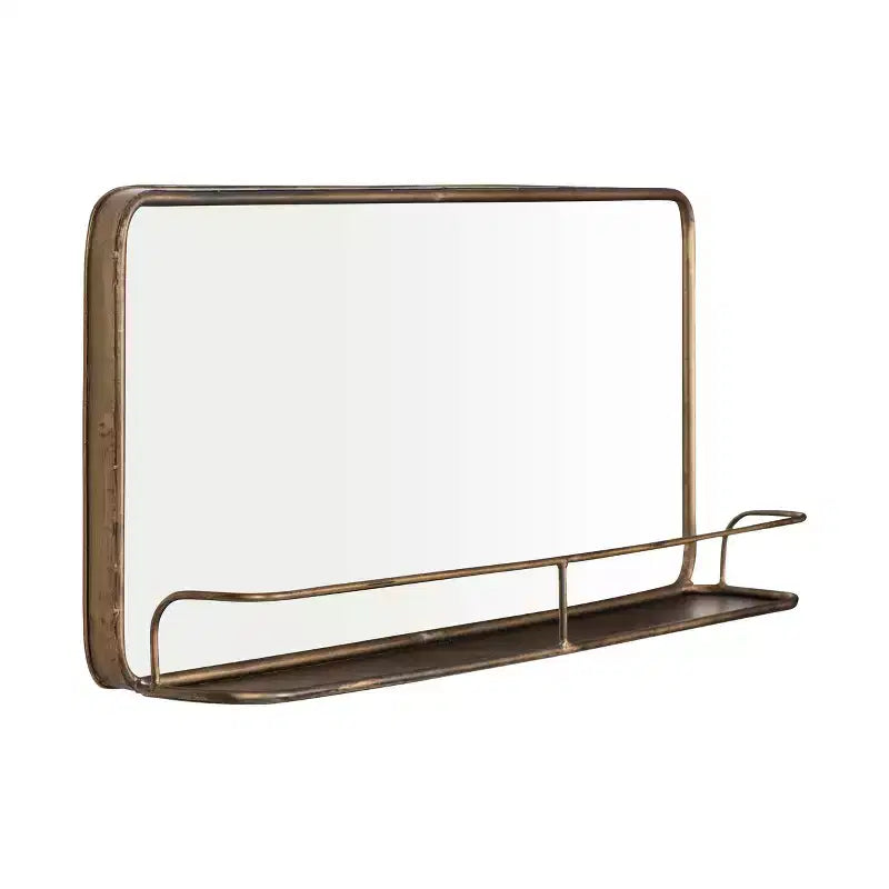 Specchio con cornice in ottone con mensola - Storied Home