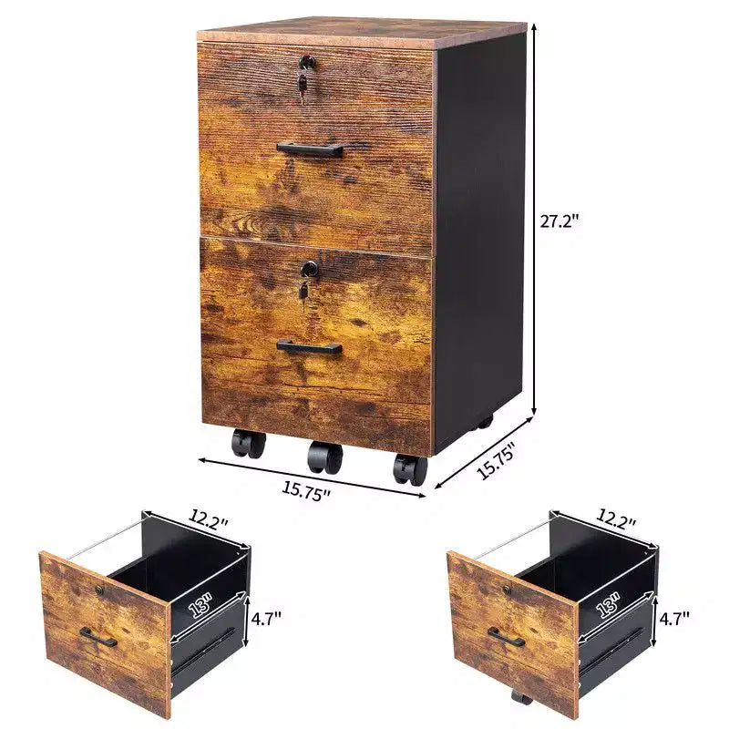 Classificatore verticale Karl Home a 2 cassetti, in MDF marrone, larghezza 40 cm