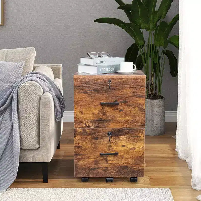 Classificatore verticale Karl Home a 2 cassetti, in MDF marrone, larghezza 40 cm
