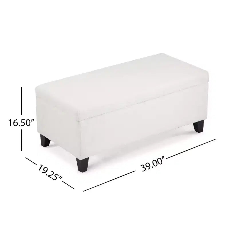 Pouf contenitore imbottito in bouclé con coperchio apribile
