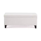 Pouf contenitore imbottito in bouclé con coperchio apribile