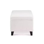 Pouf contenitore imbottito in bouclé con coperchio apribile
