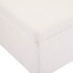 Pouf contenitore imbottito in bouclé con coperchio apribile