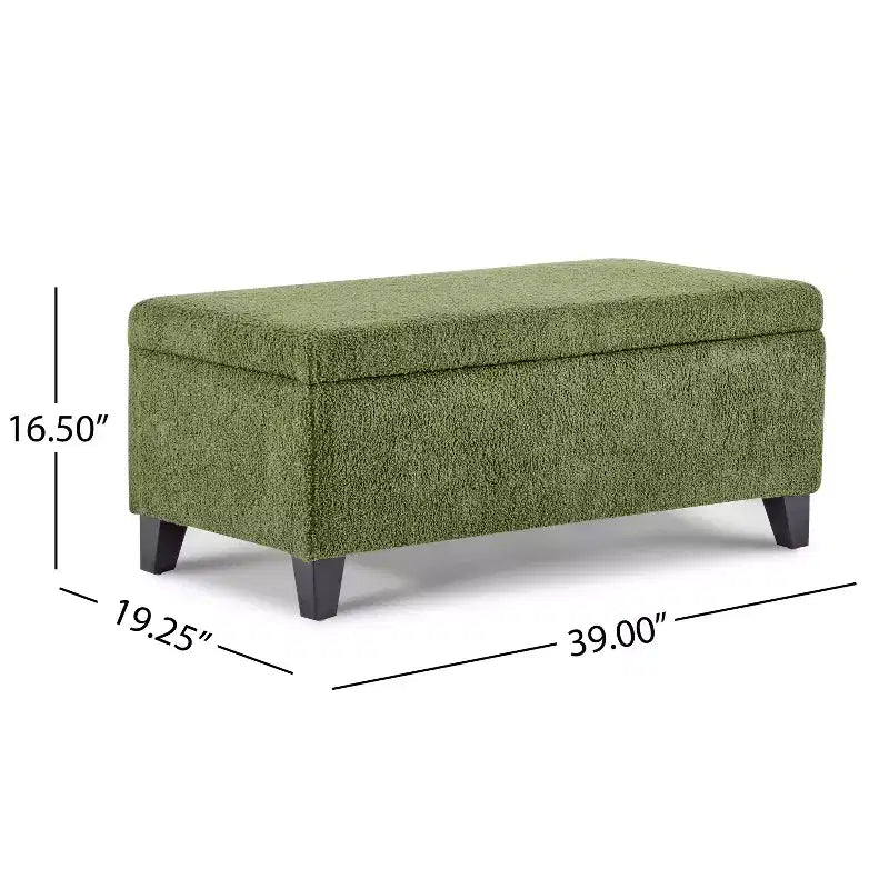 Pouf contenitore imbottito in bouclé con coperchio apribile