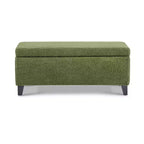 Pouf contenitore imbottito in bouclé con coperchio apribile