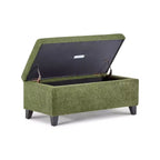 Pouf contenitore imbottito in bouclé con coperchio apribile