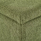 Pouf contenitore imbottito in bouclé con coperchio apribile