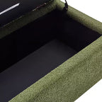 Pouf contenitore imbottito in bouclé con coperchio apribile