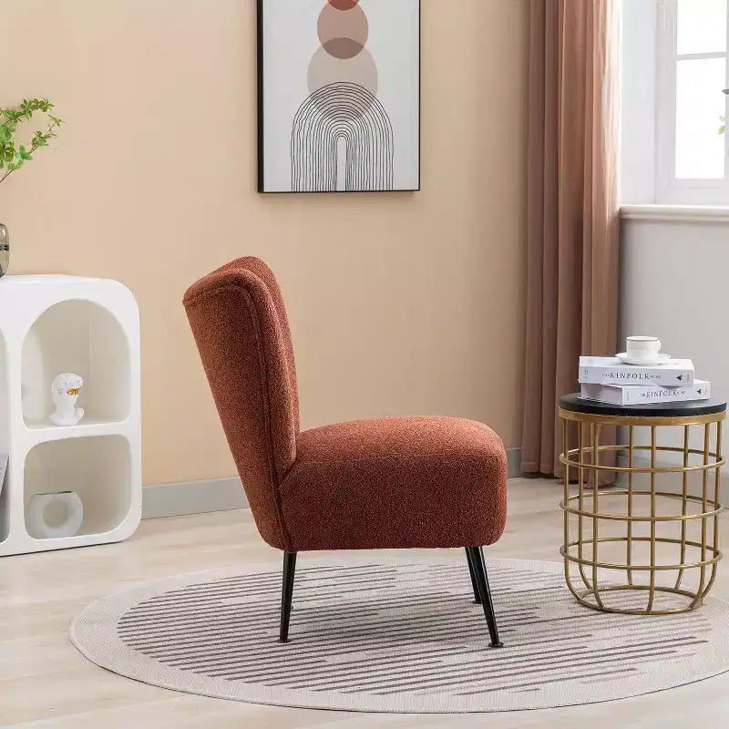 Moderna poltrona senza braccioli con gambe in legno – Sedia laterale imbottita per soggiorno, camera da letto, ufficio