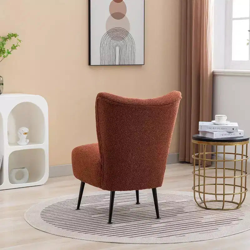 Moderna poltrona senza braccioli con gambe in legno – Sedia laterale imbottita per soggiorno, camera da letto, ufficio