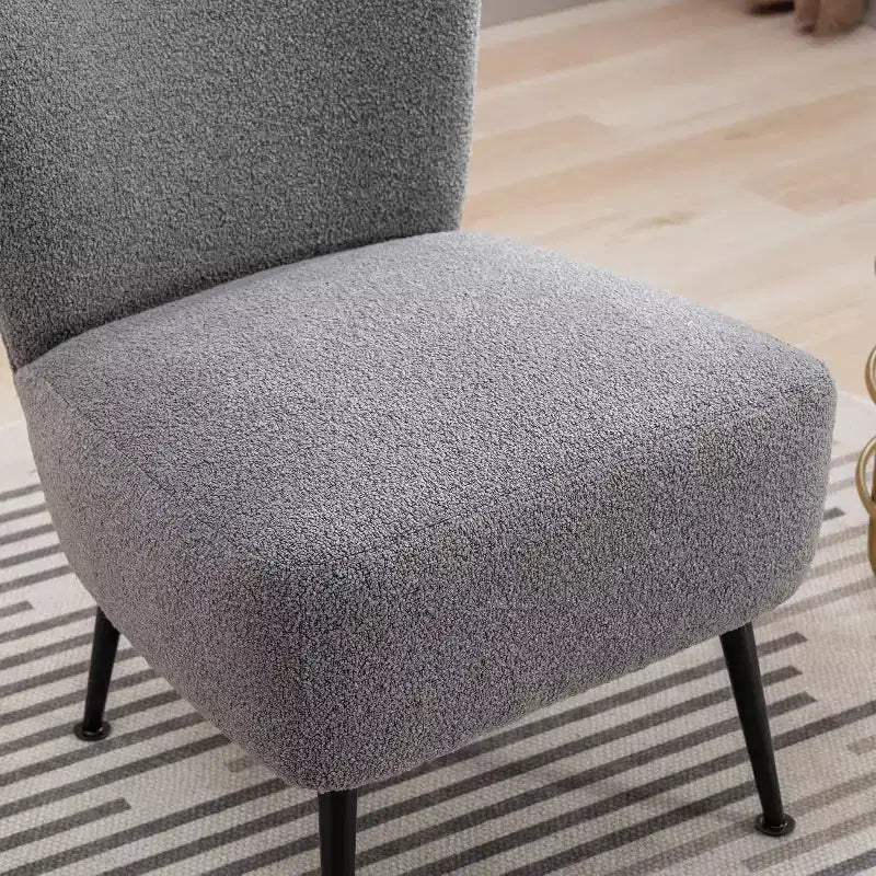 Moderna poltrona senza braccioli con gambe in legno – Sedia laterale imbottita per soggiorno, camera da letto, ufficio