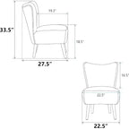 Moderna poltrona senza braccioli con gambe in legno – Sedia laterale imbottita per soggiorno, camera da letto, ufficio