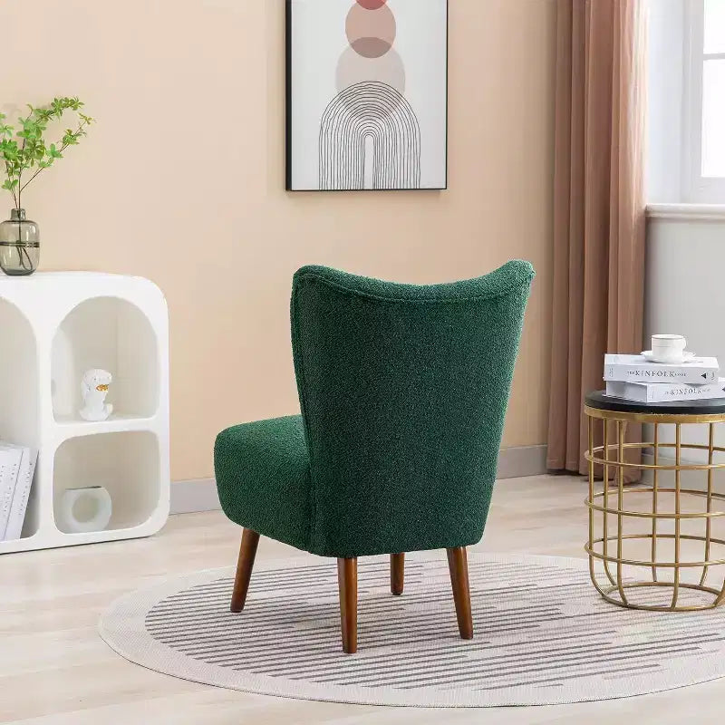 Moderna poltrona senza braccioli con gambe in legno – Sedia laterale imbottita per soggiorno, camera da letto, ufficio