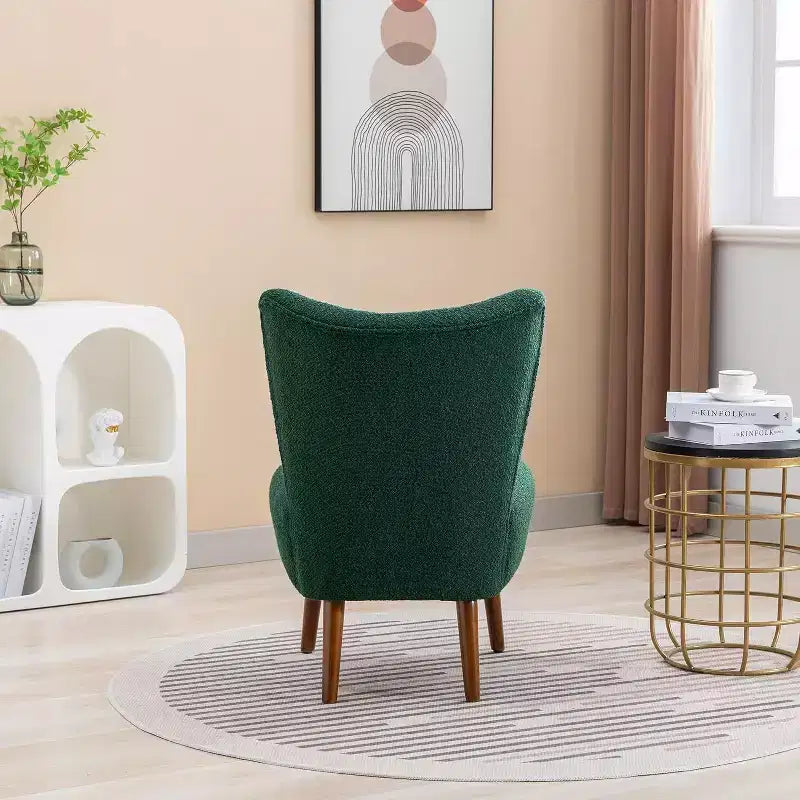 Moderna poltrona senza braccioli con gambe in legno – Sedia laterale imbottita per soggiorno, camera da letto, ufficio