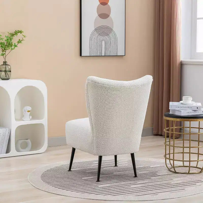 Moderna poltrona senza braccioli con gambe in legno – Sedia laterale imbottita per soggiorno, camera da letto, ufficio