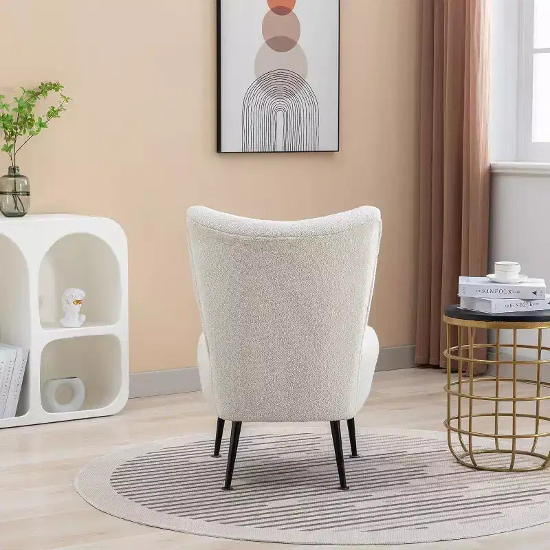 Moderna poltrona senza braccioli con gambe in legno – Sedia laterale imbottita per soggiorno, camera da letto, ufficio