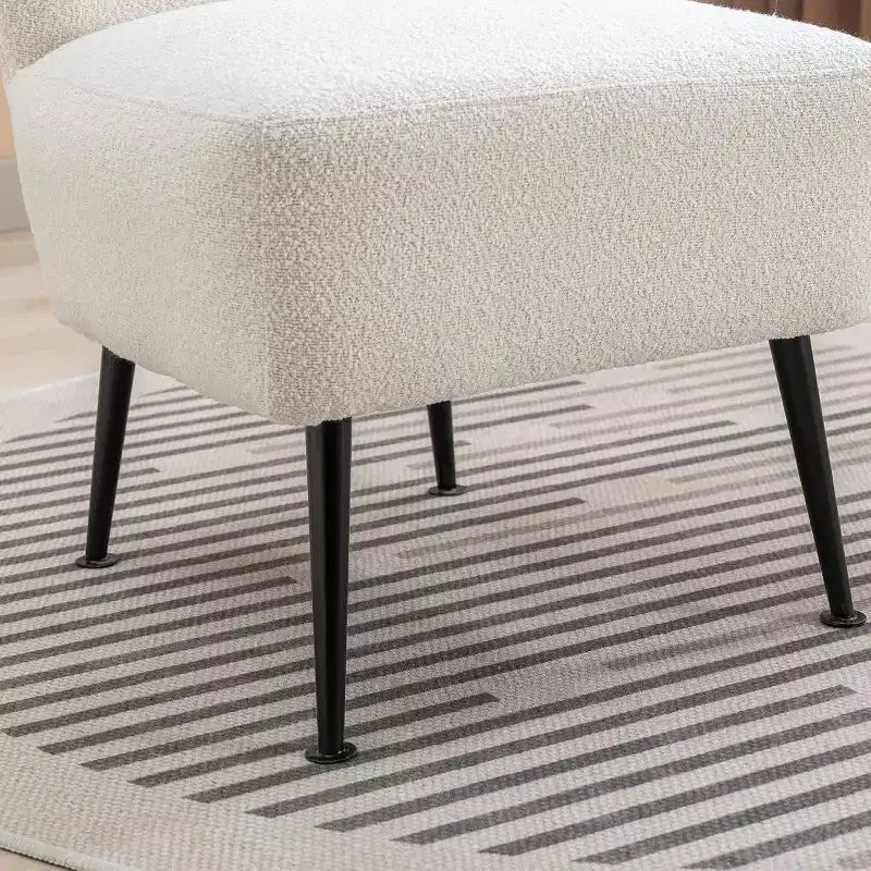 Moderna poltrona senza braccioli con gambe in legno – Sedia laterale imbottita per soggiorno, camera da letto, ufficio