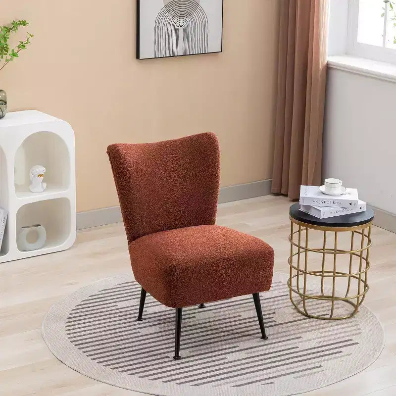 Moderna poltrona senza braccioli con gambe in legno – Sedia laterale imbottita per soggiorno, camera da letto, ufficio