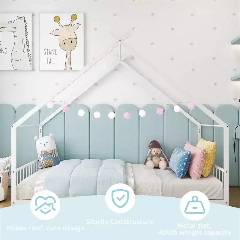 Letto a capanna Montessori in metallo a misura singola per bambini