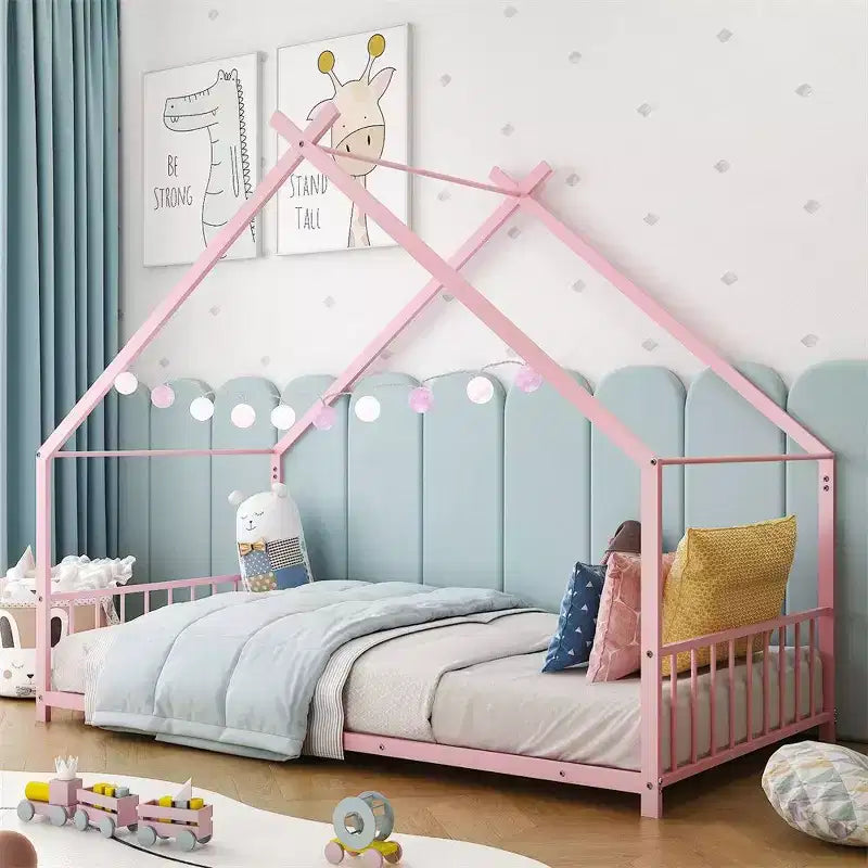 Letto a capanna Montessori in metallo a misura singola per bambini