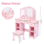 Set da Toilette e Sedia per Bambine con Specchio, Cassetti e Sgabello