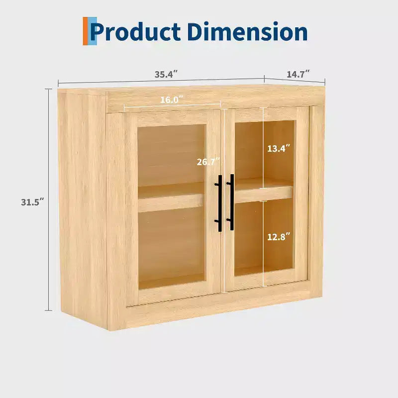 Credenza Madia da 70,9" con 4 Ante, Stile Mid-Century Moderno, Mobile Contenitore in MDF per Cucina o Sala da Pranzo, Marrone