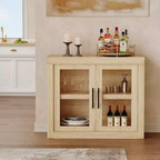 Credenza Madia da 70,9" con 4 Ante, Stile Mid-Century Moderno, Mobile Contenitore in MDF per Cucina o Sala da Pranzo, Marrone