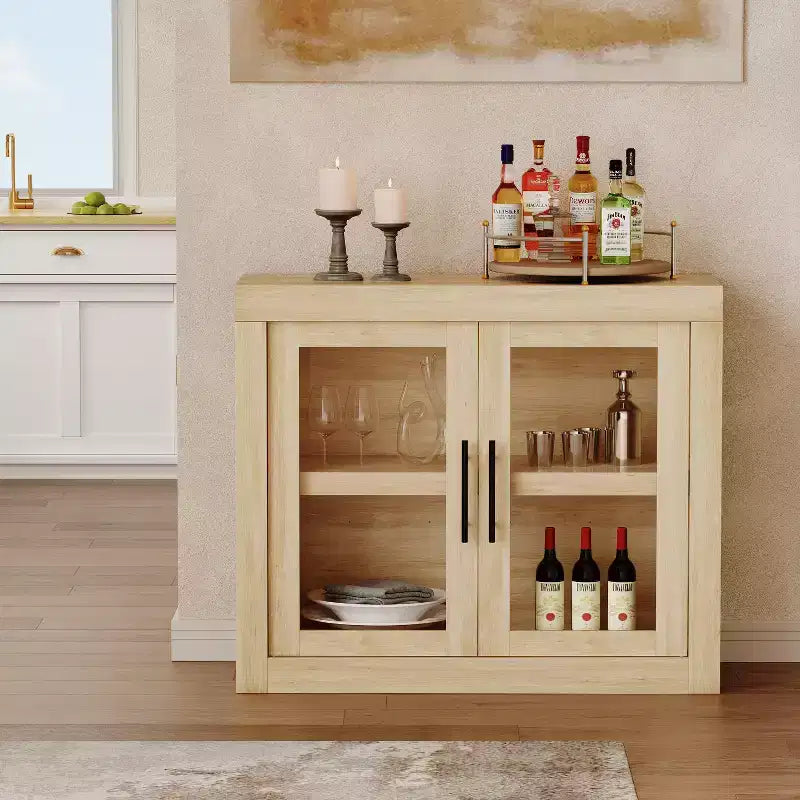Credenza Madia da 70,9" con 4 Ante, Stile Mid-Century Moderno, Mobile Contenitore in MDF per Cucina o Sala da Pranzo, Marrone