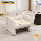 Poltrona Accent in ciniglia color crema con cuscino lombare e struttura in legno