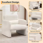 Poltrona Accent in ciniglia color crema con cuscino lombare e struttura in legno