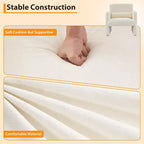 Poltrona Accent in ciniglia color crema con cuscino lombare e struttura in legno