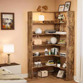 Corner Book Shelf, 6-Tier Tall Corner Bookcase with Baffles, L-Shaped Modern Industrial Display Bookshelf, Corner Shelf Unit