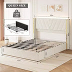 Letto matrimoniale con luci a LED e cassetti contenitore