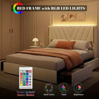 Letto matrimoniale con luci a LED e cassetti contenitore