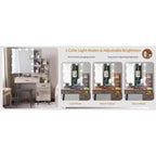 Set Toeletta con Specchio Illuminato, Cassetti, Contenitore e Sgabello, Grigio