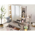 Set Toeletta con Specchio Illuminato, Cassetti, Contenitore e Sgabello, Grigio