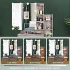 Set Toeletta con Specchio Illuminato, Cassetti, Contenitore e Sgabello, Grigio