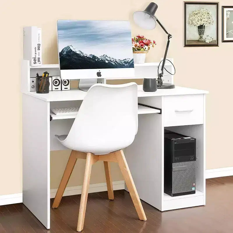 Scrivania Moderna per Computer con Contenitore e Ripiano Regolabile