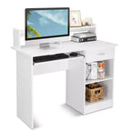 Scrivania Moderna per Computer con Contenitore e Ripiano Regolabile