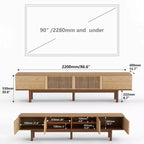 Mobile TV in legno massello da 86,6" per TV fino a 90" – Consolle multimediale moderna di metà secolo con ante a doghe