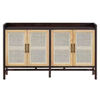 Hostack Farmhouse Sideboard Buffet Cabinet with Rattan Doors and Adjustable Shelves for Kitchen and Dining Room, Rustic