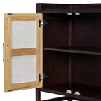 Credenza Rustica con Ante in Rattan e Ripiani Regolabili