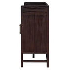 Credenza Rustica con Ante in Rattan e Ripiani Regolabili