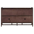 Credenza Rustica con Ante in Rattan e Ripiani Regolabili