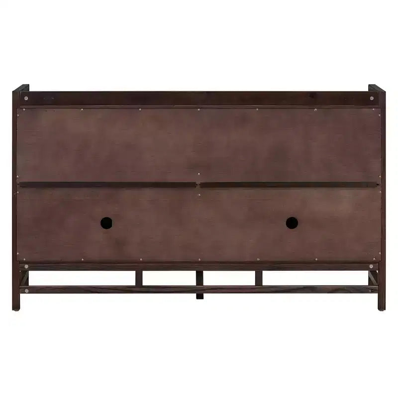 Credenza Rustica con Ante in Rattan e Ripiani Regolabili