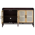 Credenza Rustica con Ante in Rattan e Ripiani Regolabili