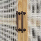 Credenza Rustica con Ante in Rattan e Ripiani Regolabili