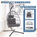 Sedia a Uovo Sospesa con Supporto – Sedia a dondolo in Rattan Wicker con Cuscino, capacità 158 kg, per Interni ed Esterni