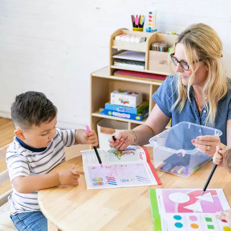 Armadio contenitore a 15 scomparti con cassetti a vista, griglia 5x3, mobili per bambini