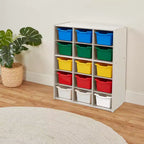 Armadio contenitore a 15 scomparti con cassetti a vista, griglia 5x3, mobili per bambini